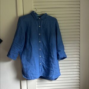 Linen button down periwinkle shirt